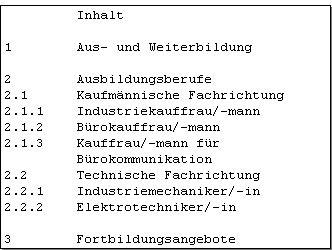 Abb. 9.4: DIN 5008 - Inhaltsverzeichnisse und Überschriften